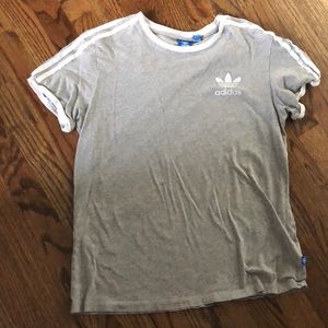 Adidas 3 striped heather grey shirt